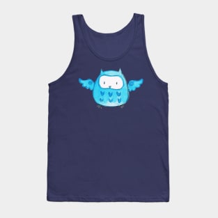 Blue Watercolor Owl Tank Top